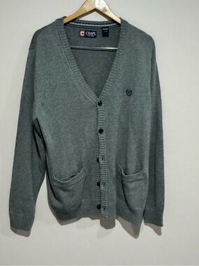 Nwts Chaps Gray Sweater Cardigan Sz Large